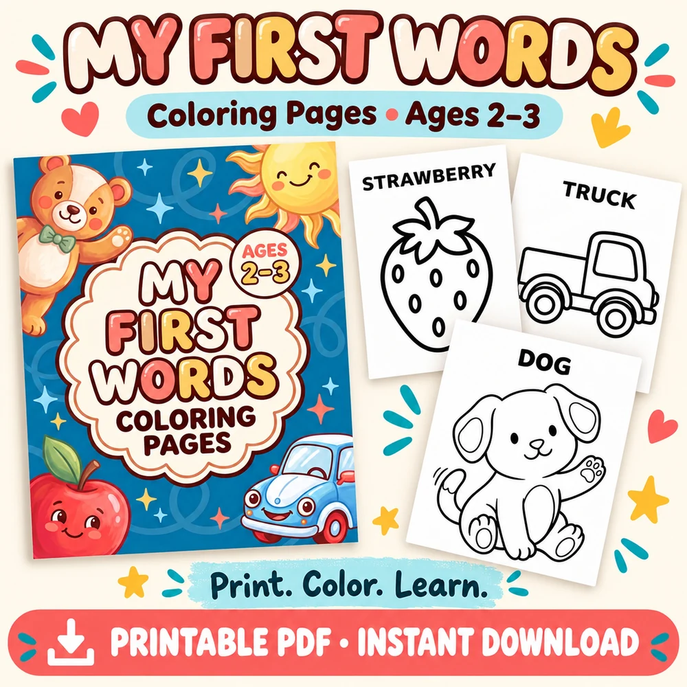 My First Words coloring pages ages 2 to 3 product cover