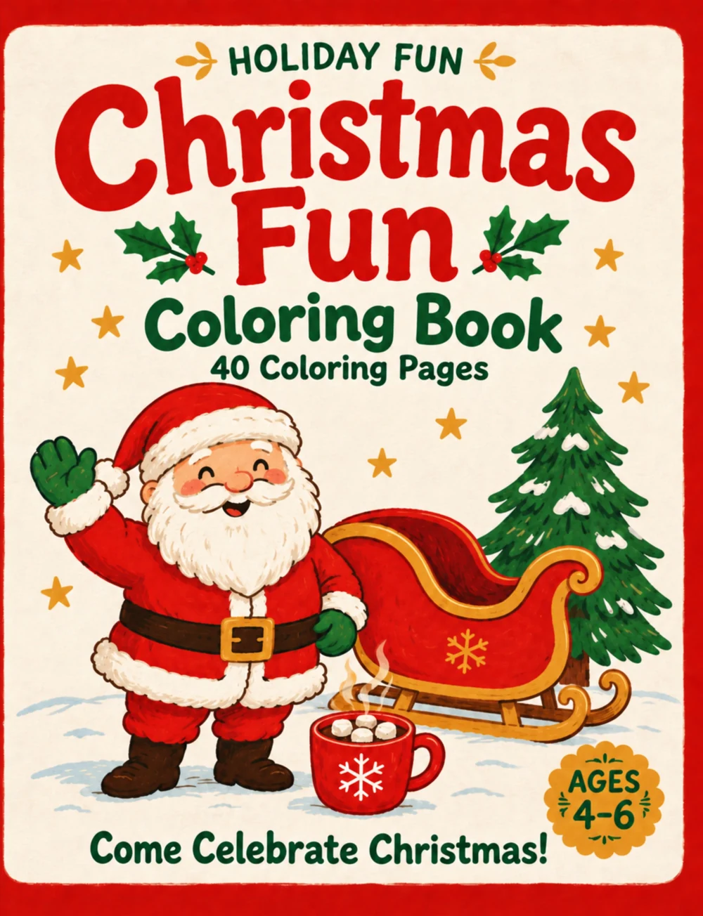 Christmas Fun coloring book ages 4 to 6 front cover