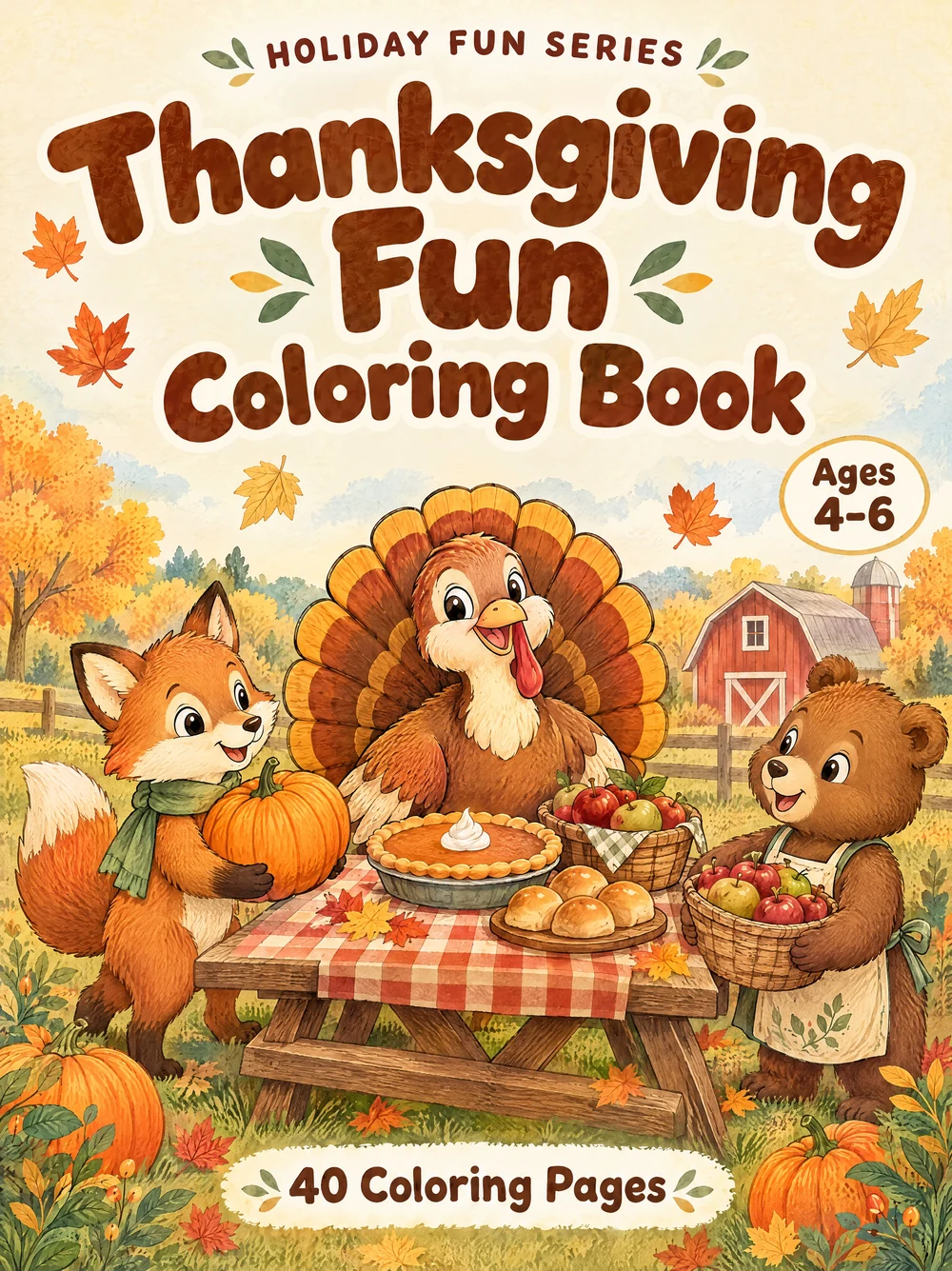 Thanksgiving Fun coloring book ages 4 to 6 front cover
